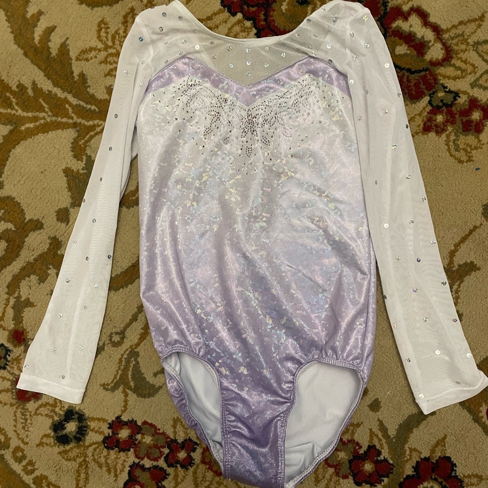 Source Unknown Shimmering Lavender and White Dance Costume